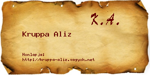 Kruppa Aliz névjegykártya